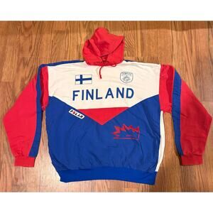 80s Finland Hooded Sweatshirt Size XL